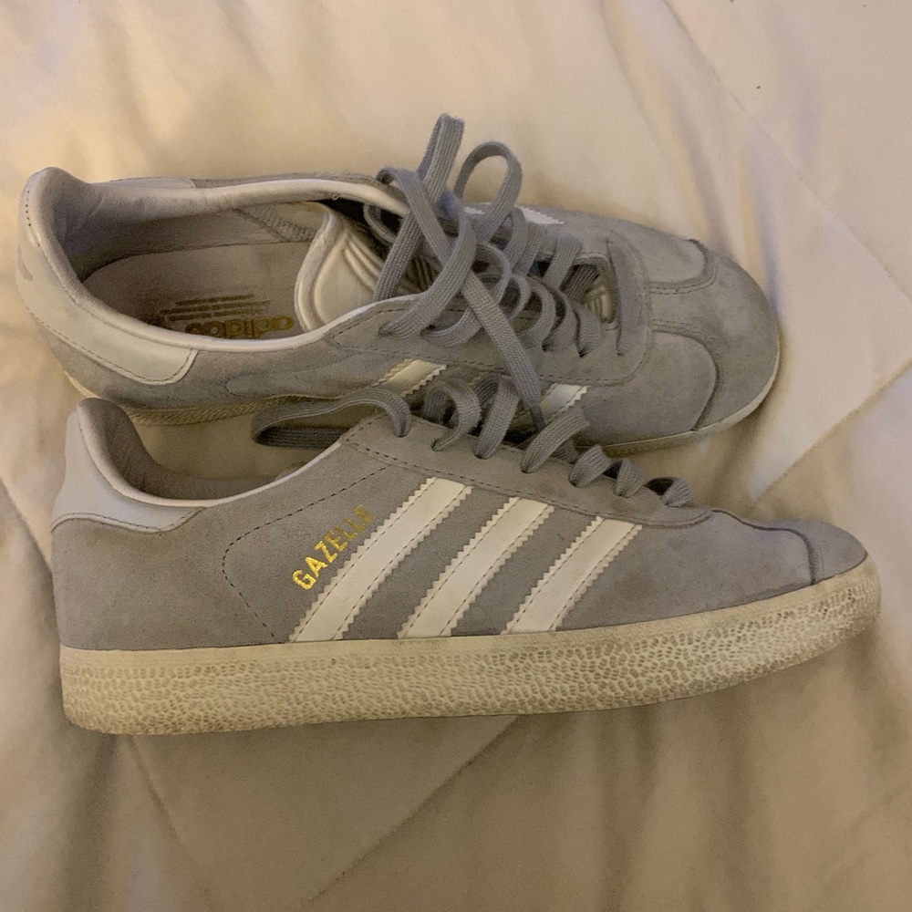Light gray adidas gazelles